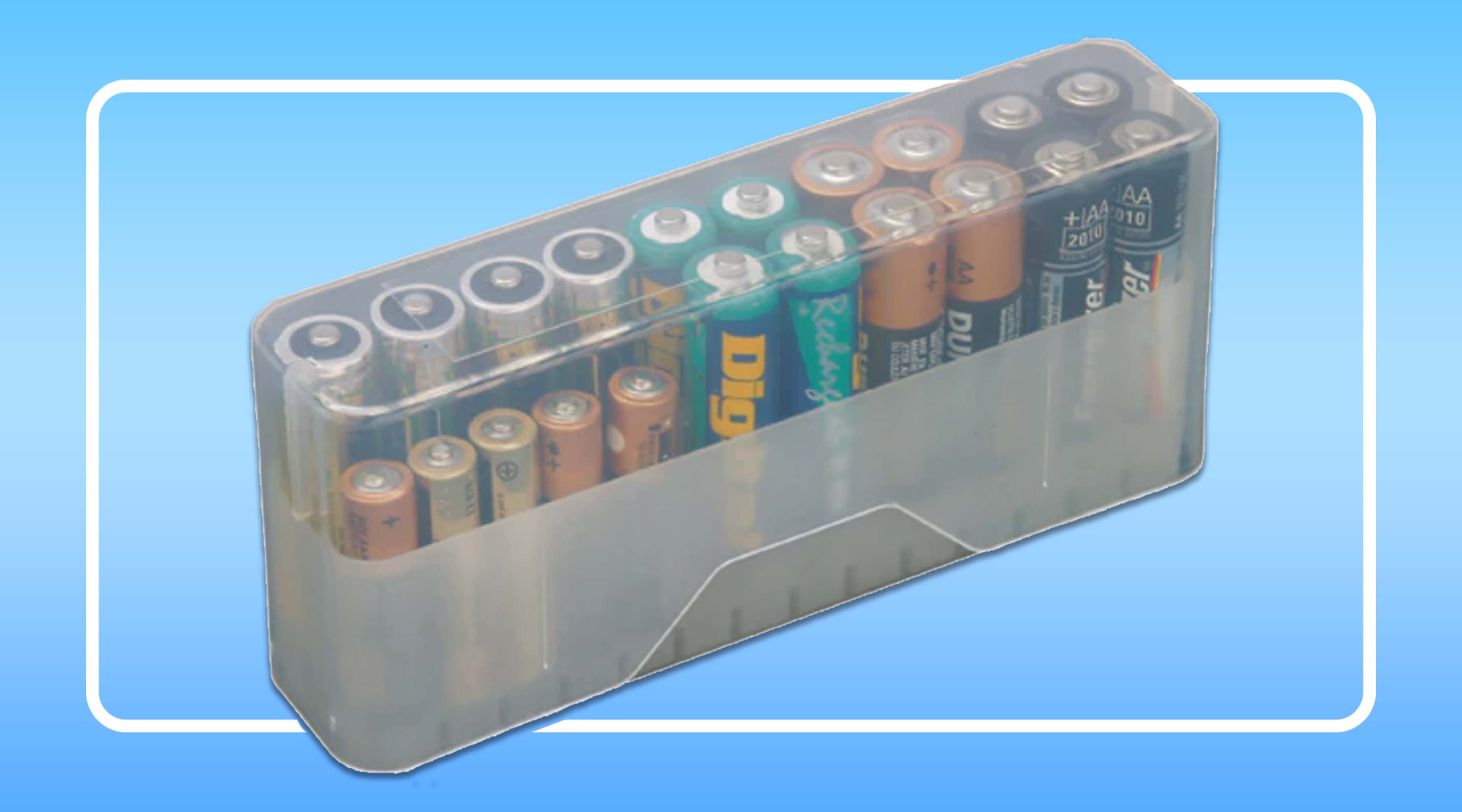 aa aaa battery storage tackle box Foto&Tech Box, Rechargeable Battery Storage Case Battery Holder Organizer Holds 46AA or 64AAA with Hinged Lid Charge Reminder Marking Non-Slip Bottom Sturdy Plastic Clear You are purchasing (6) battery holder cases Slim Line AAA 4 Pack
