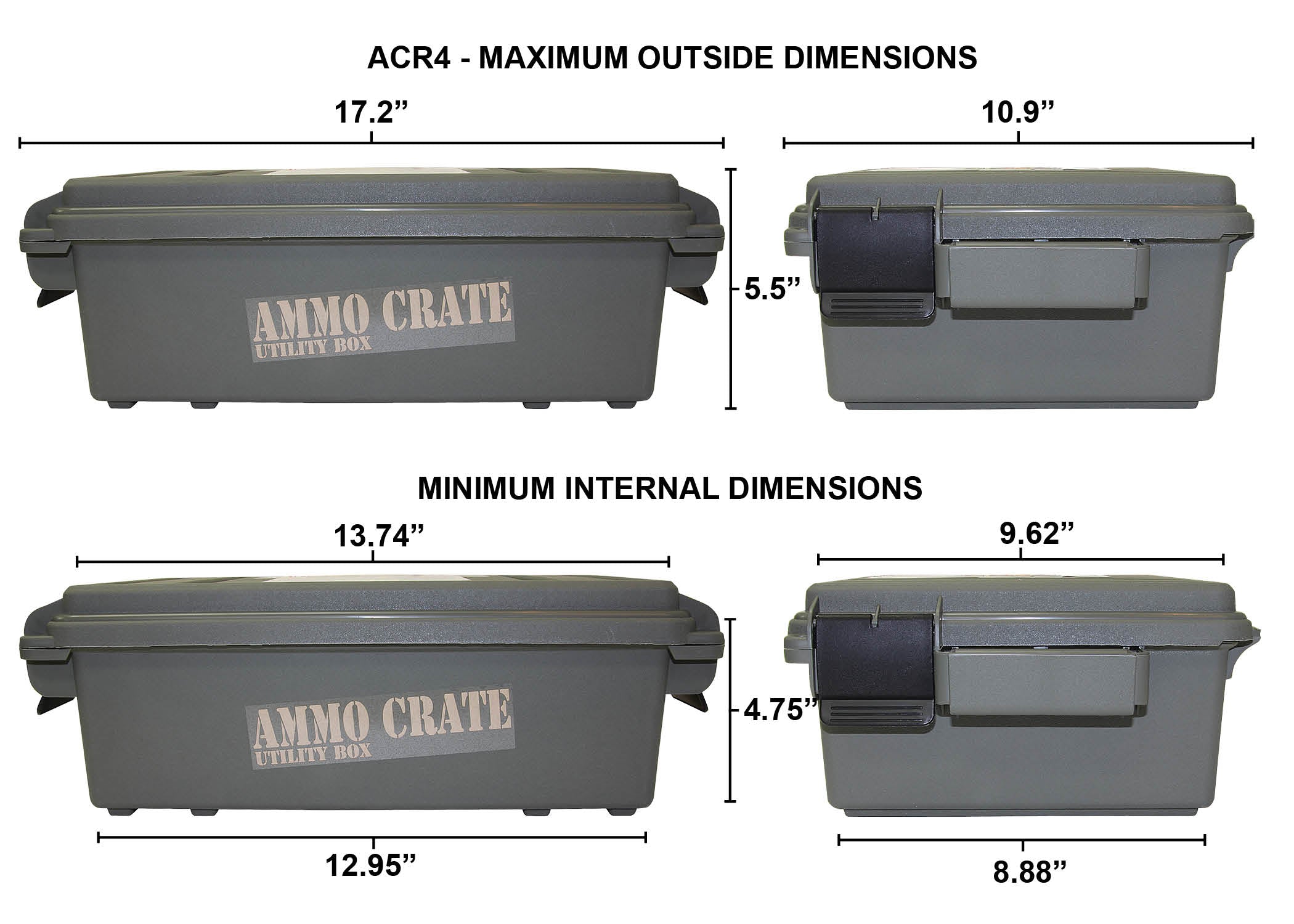ACR4-18 - Ammo Crate Utility Box – 570 Army Green - 10 boxes of 12 gauge