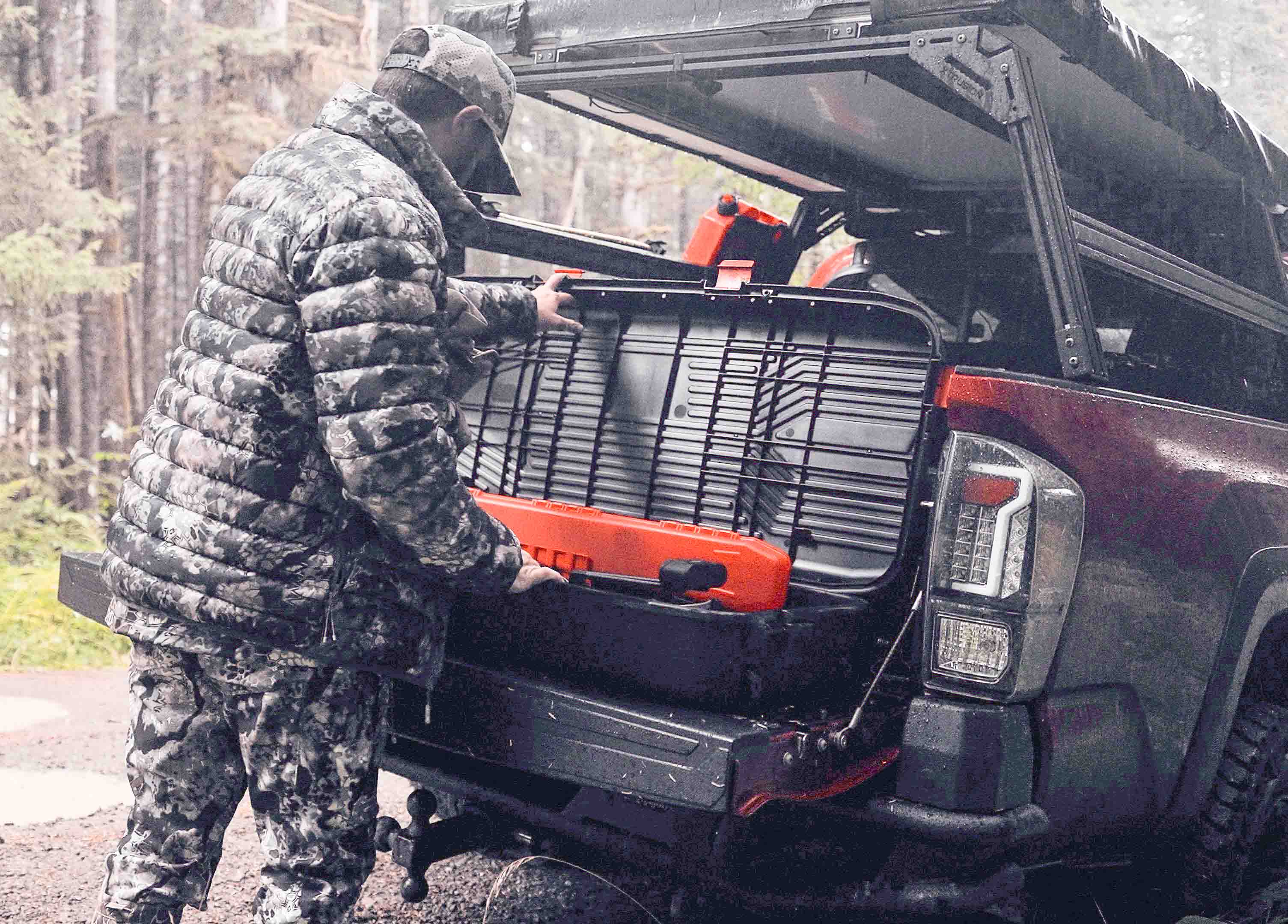 Hard bow case at the truck bowhunting