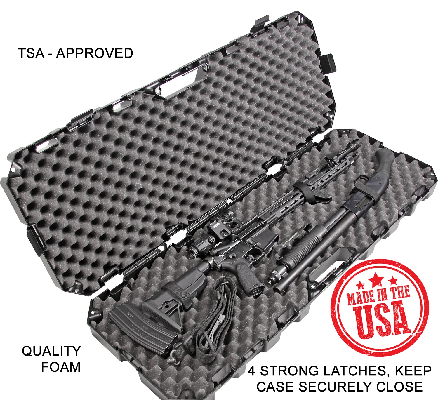 42” Tactical Rifle Case – RC42T Hard Lockable Gun Case for Scoped Rifles & Shotguns, Durable High-Impact Plastic, USA Made, Black