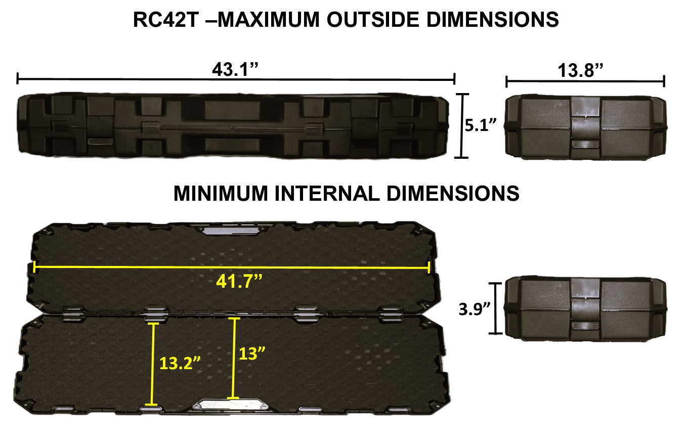 42” Tactical Rifle Case – RC42T Hard Lockable Gun Case for Scoped Rifles & Shotguns, Durable High-Impact Plastic, USA Made, Black