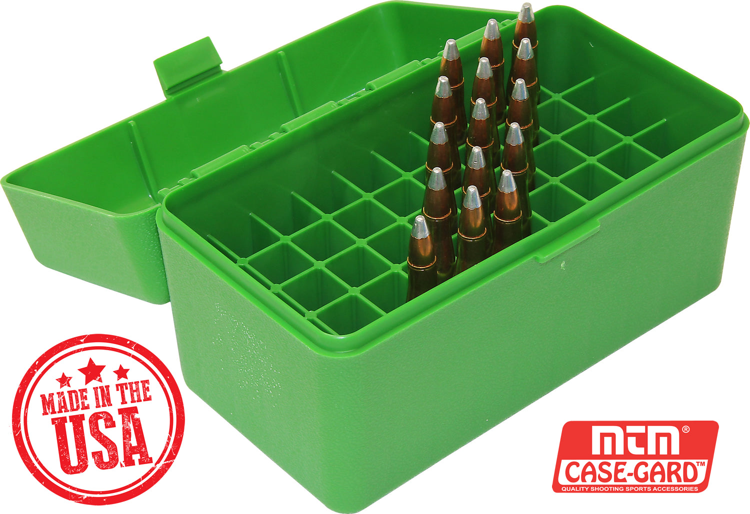 RLLD-50 Rifle Ammo Box, 50 Round 300 Win Mag 303 British 7mm PRC Rem Ultra 375 Ruger, USA Made