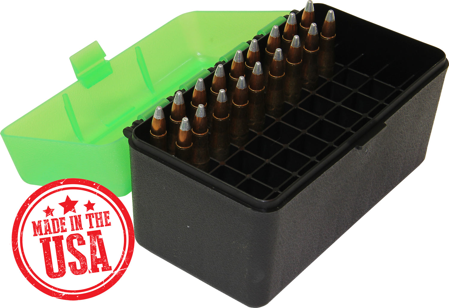 RLLD-50 Rifle Ammo Box, 50 Round 300 Win Mag 303 British 7mm PRC Rem Ultra 375 Ruger, USA Made