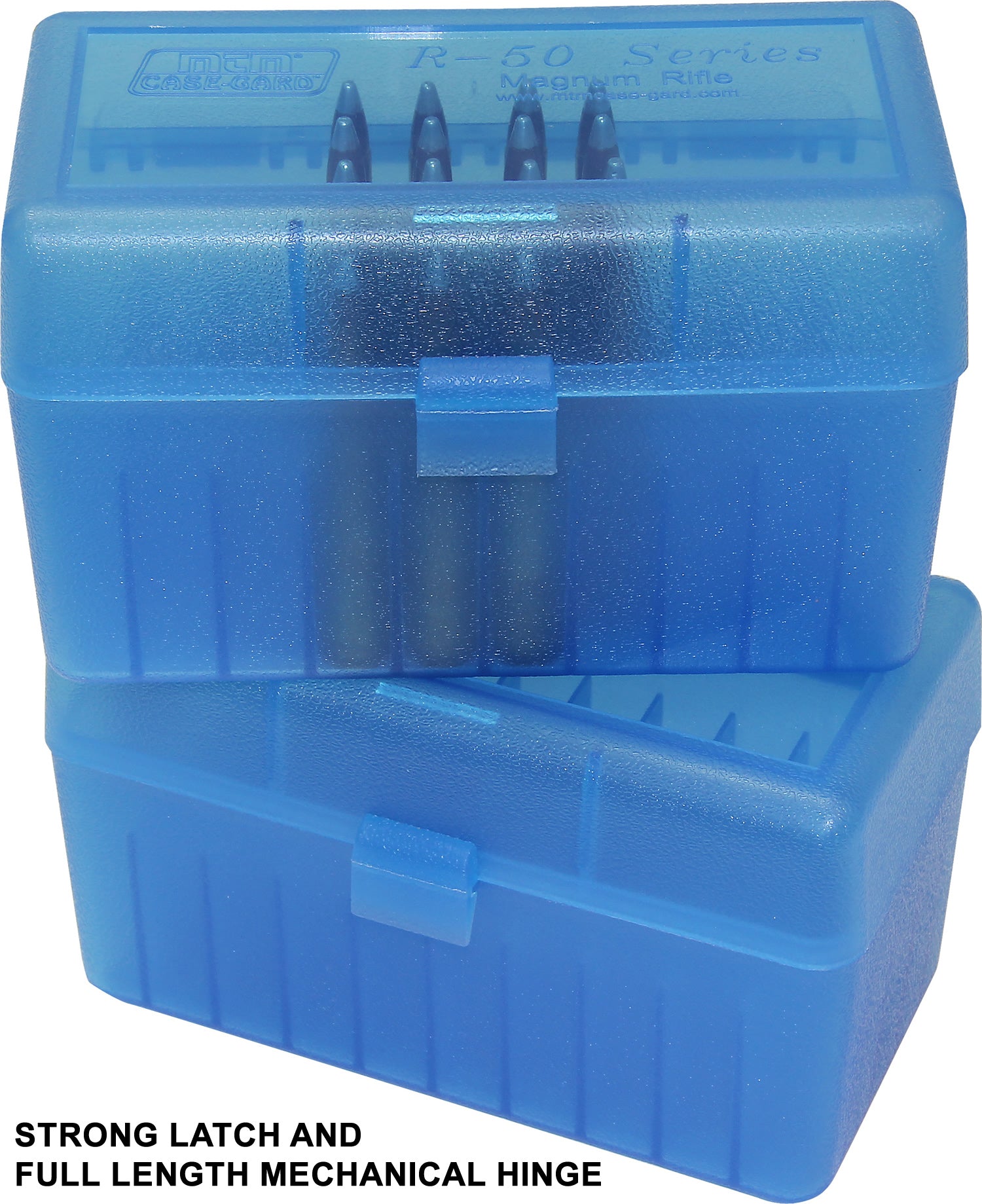 RLLD-50 Rifle Ammo Box, 50 Round 300 Win Mag 303 British 7mm PRC Rem Ultra 375 Ruger, USA Made