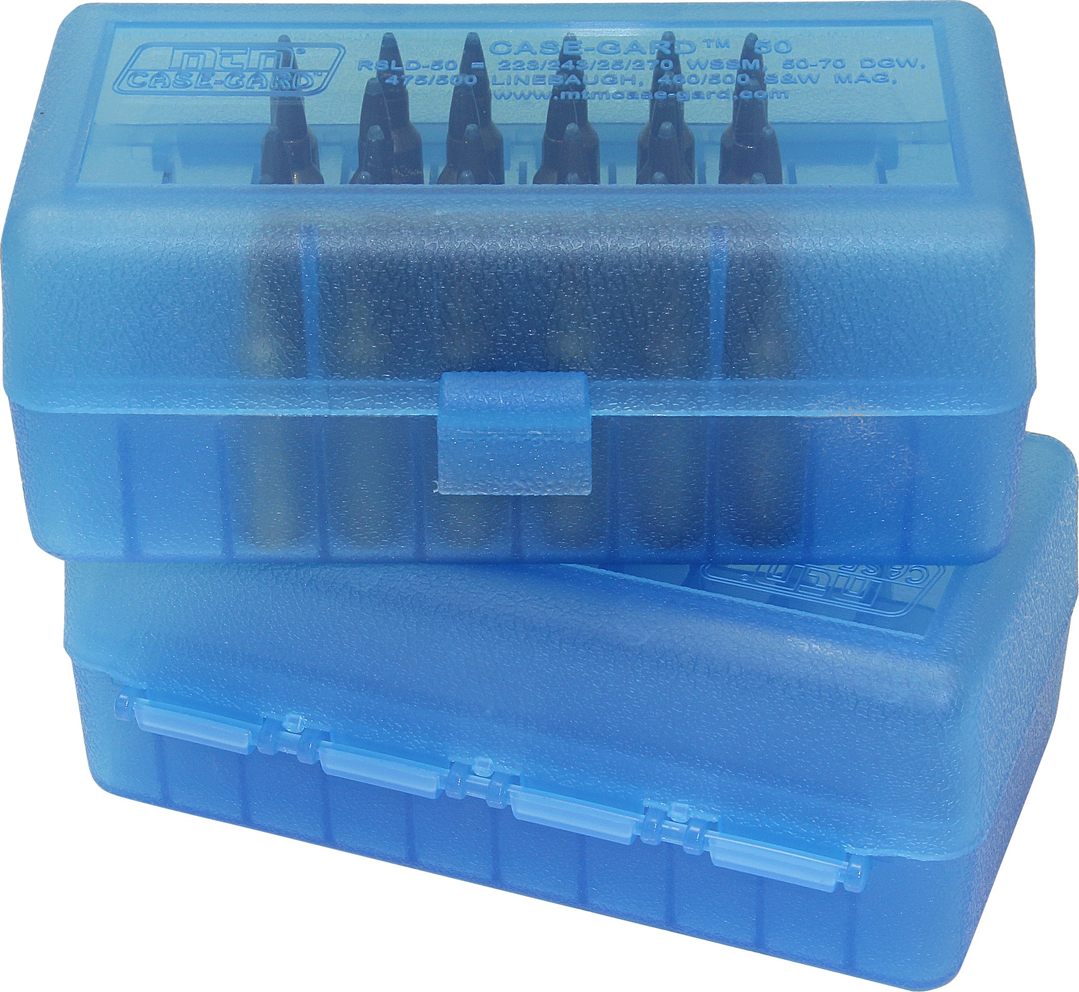 RSLD-50 Rifle Ammo Box, 50 Round 223 243 270 WSSM 360 Buckhammer 460 500 S&W, USA Made