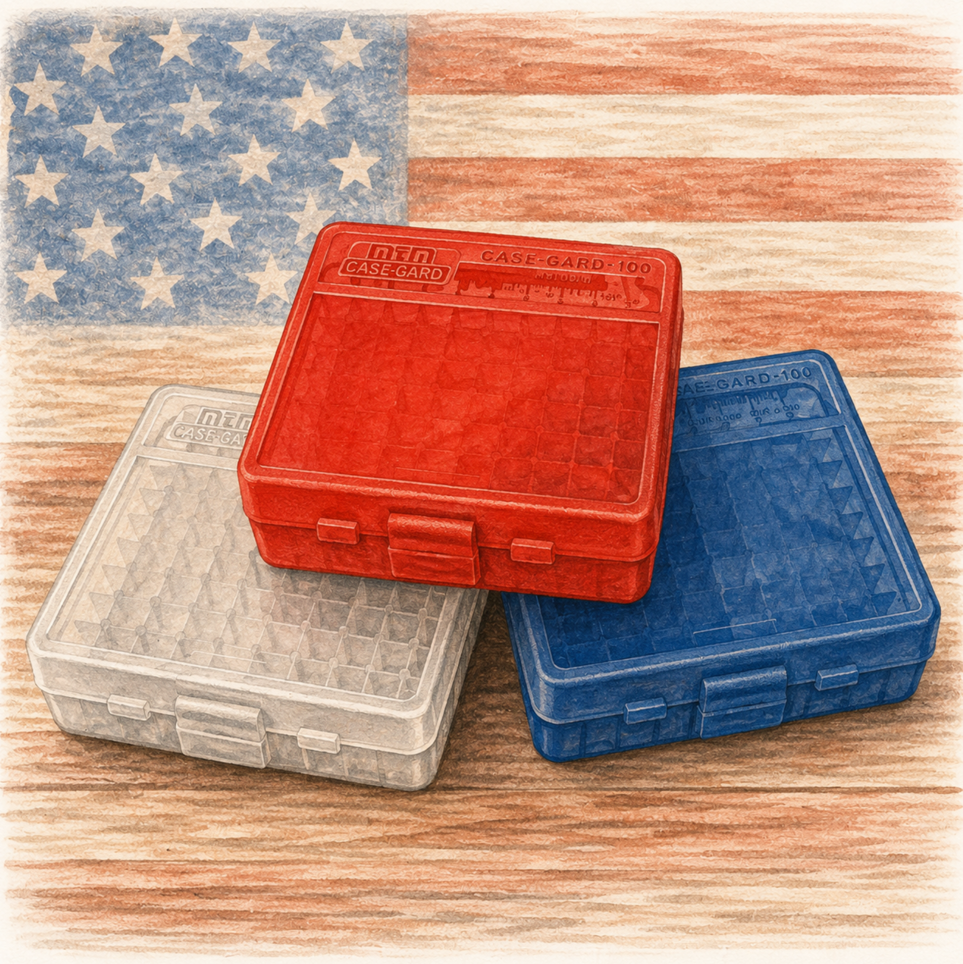 P-100-45 250th Three Box Special - Ammo Box 100 Round Flip-Top 40 10mm 45 ACP