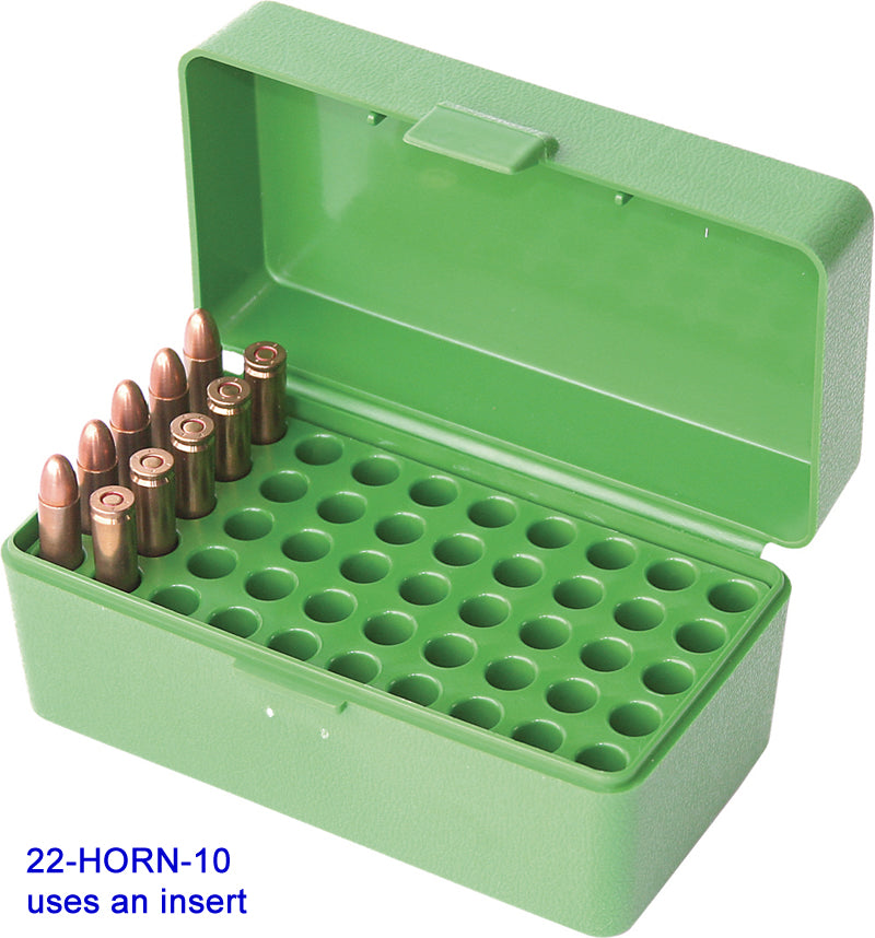 22-HORN-10 - Ammo Box 50 Round Flip-Top 22 Hornet