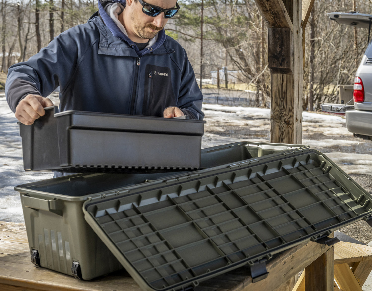 MGC - The Mule Mobile Gear Crate with Wheels, Water-Resistant 81-Quart Lockable Divided Storage Box