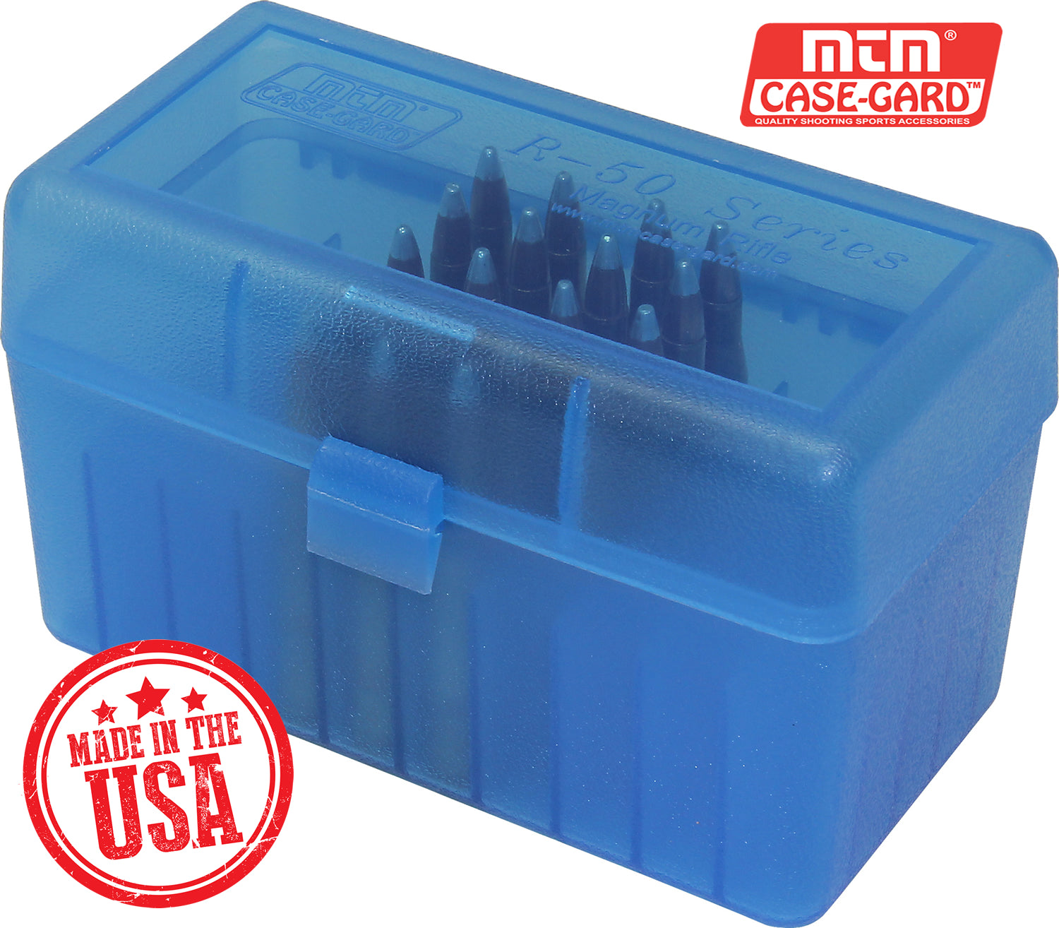 RLLD-50 Rifle Ammo Box, 50 Round 300 Win Mag 303 British 7mm PRC Rem Ultra 375 Ruger, USA Made