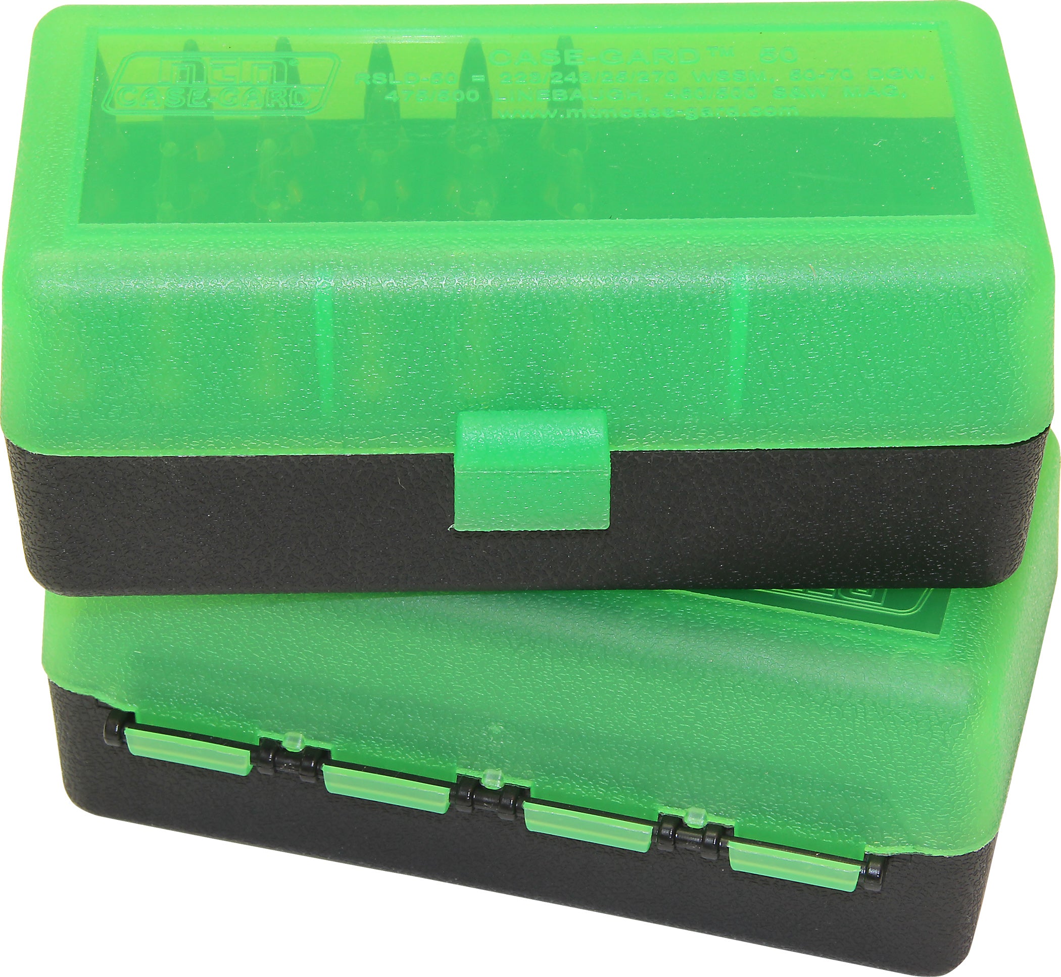 RSLD-50 Rifle Ammo Box, 50 Round 223 243 270 WSSM 360 Buckhammer 460 500 S&amp;W, USA Made