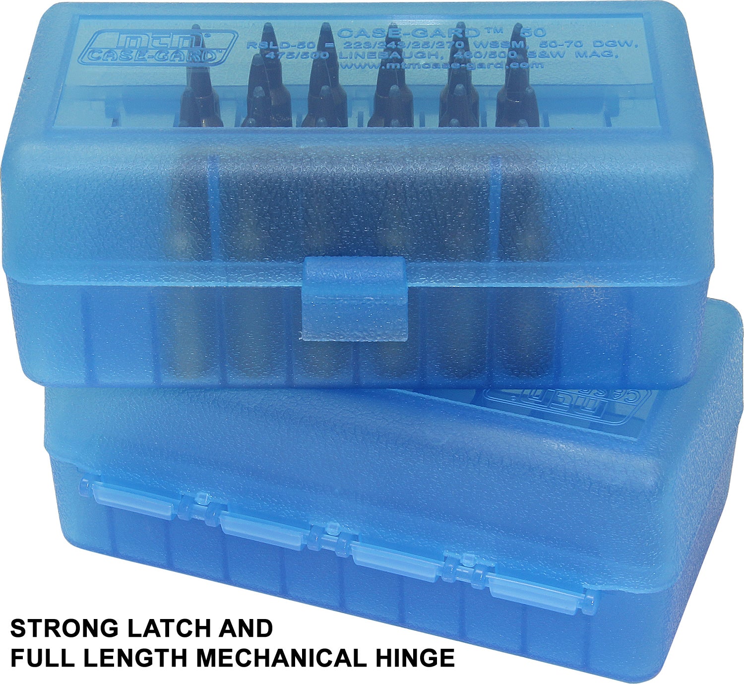 RSLD-50 Rifle Ammo Box, 50 Round 223 243 270 WSSM 360 Buckhammer 460 500 S&amp;W, USA Made