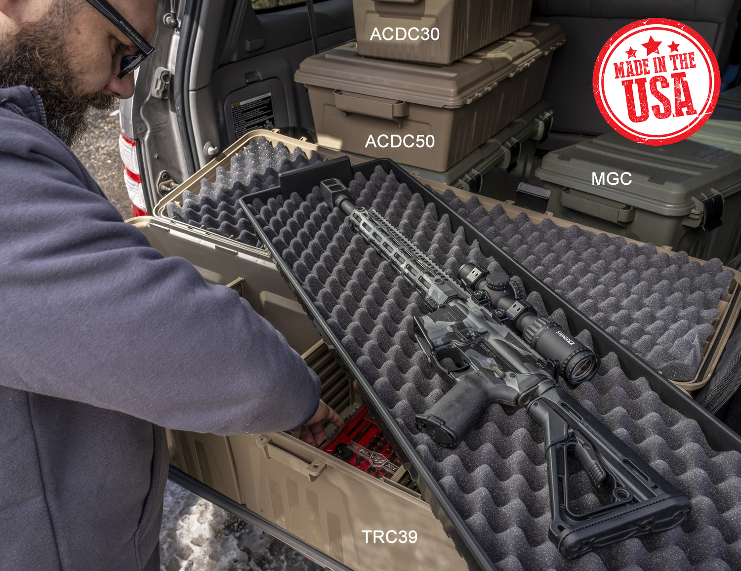 TRC39 - Tactical Rifle Crate with Wheels 39” Single Scope Hard Rifle Gun Carrying Case