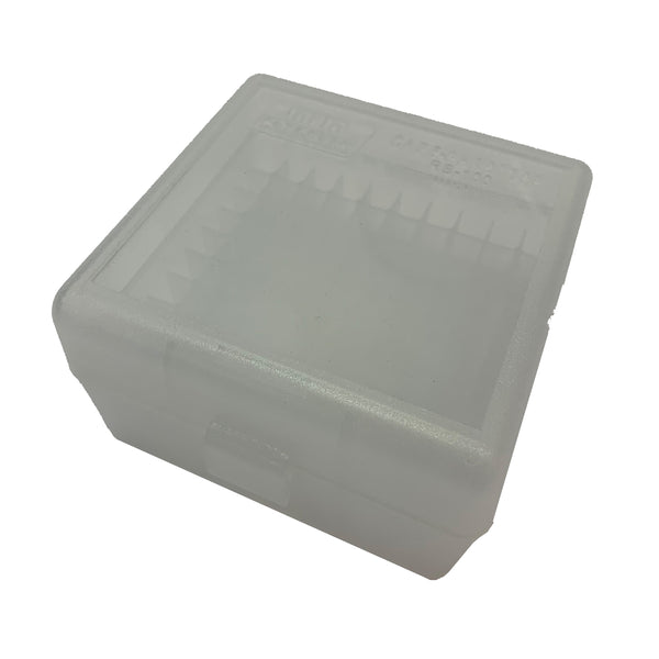 MTM Flip-Top Ammo Box 17 Remington, 204 Ruger, 223 Remington 200-Round  Plastic Clear Blue - Fin Feather Fur Outfitters
